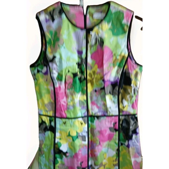 Calvin Klein Dress Womens 6 Watercolor Floral Sleeveless Sheath Artsy Career - Picture 4 of 16